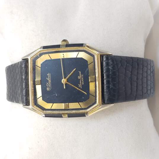 Dufonte By Lucien Piccard Black & Gold Tone Vintage Quartz Watch image number 1