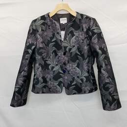 Armani Collezioni Black & Purple Floral Patterned Jacket AUTHENTICATED