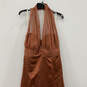 Womens Brown Sleeveless Halter Neck Back Zip Fashionable Maxi Dress Size 18 image number 3