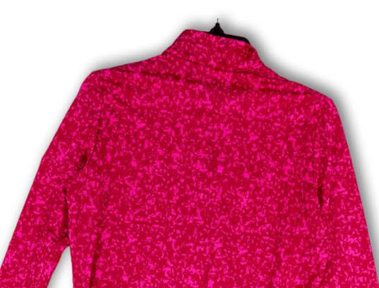 NWT Womens Pink Spotted 1/4 Zip Mock Neck Activewear T-Shirt Size Medium image number 4