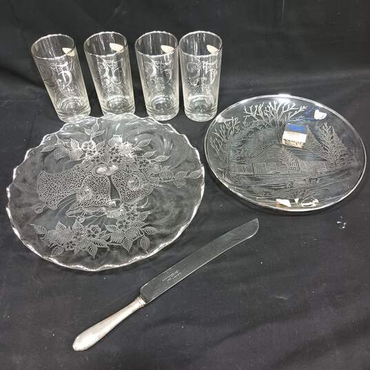 7pc. Silver City Glass Co. 25th Anniversary Sterling Silver On Crystal Serveware Collection In Box image number 2