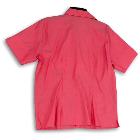 Womens Pink Spread Collar Short Sleeve Casual Button-Up Shirt Size 16 image number 2