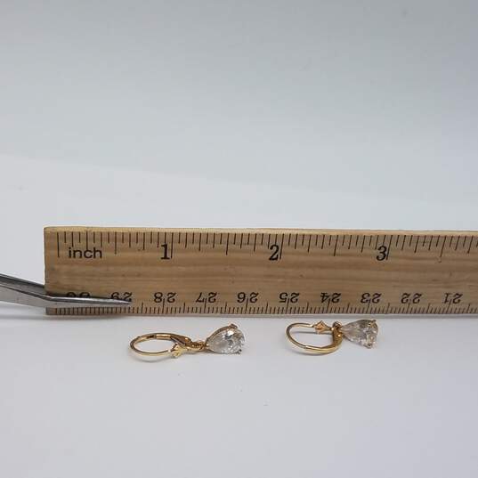 14k Gold Clear Gemstone Lever Back Earring 2.5g image number 5