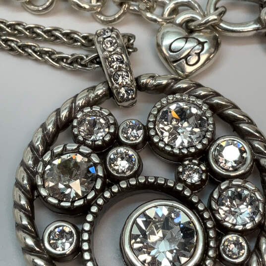 Designer Brighton Silver-Tone Crystal Cut Stone Round Halo Pendant Necklace image number 4