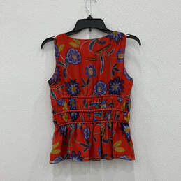 Womens Red Floral Sleeveless Surplice Neck Pullover Tank Top Size XXS alternative image