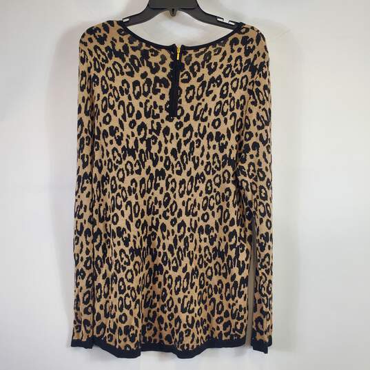 Chico's Women Brown Leopard Sweater Sz 3 image number 2