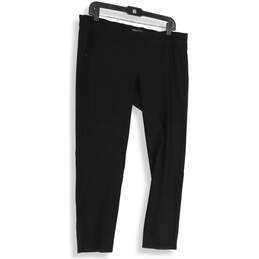 Womens Black Stretch Pockets Flat Front Straight Leg Ankle Pants Size M