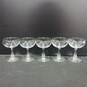 Five Silver Rimmed Clear Crystal Champagne Saucers image number 1