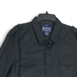 NWT Womens Black Long Sleeve Spread Collar Flap Pocket Button-Up Shirt Size XXL alternative image