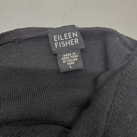 Eileen Fisher Long Sleeve V-Neck Pullover Black Dress Women's Size L image number 4
