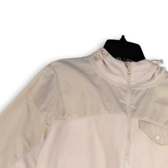 Womens White Long Sleeve 1/2 Zip Hooded Pullover Windbreaker Jacket Size XS image number 3