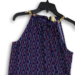 Womens Blue Sleeveless Gold Chain Back Zip Shift Dress Size Small alternative image