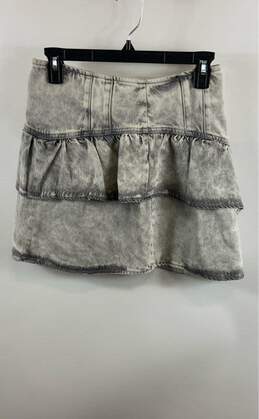 AllSaints Womens Snow Wash Gray Andy Denim Peplum Ruffle A-Line Skirt Size 4