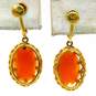 Vintage 14K Yellow Gold Carved Shell Cameo Dangle Screw Back Earrings 4.8g image number 4