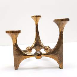 Three Sided Bronze Table Top  Tapered Candlestick Holder alternative image