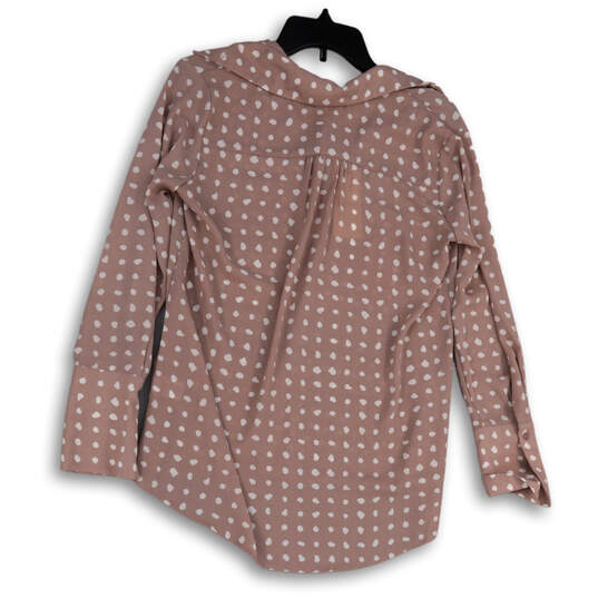 NWT Womens Brown Printed Collared Chest Pocket Pullover Blouse Top Size XS image number 2