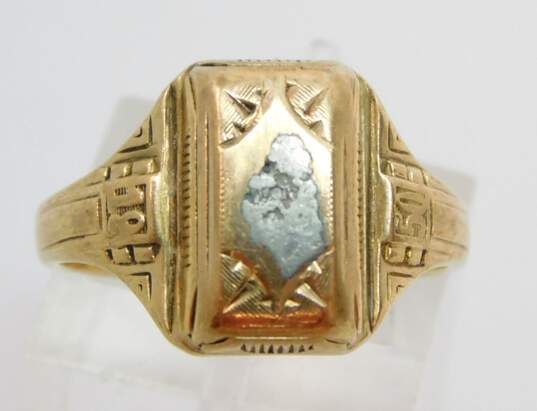 Vintage Balfour 10K Gold Etched Class Ring For Repair 4.0g image number 1