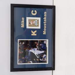 Mike Moustakas Framed Photograph & Signed Baseball Card