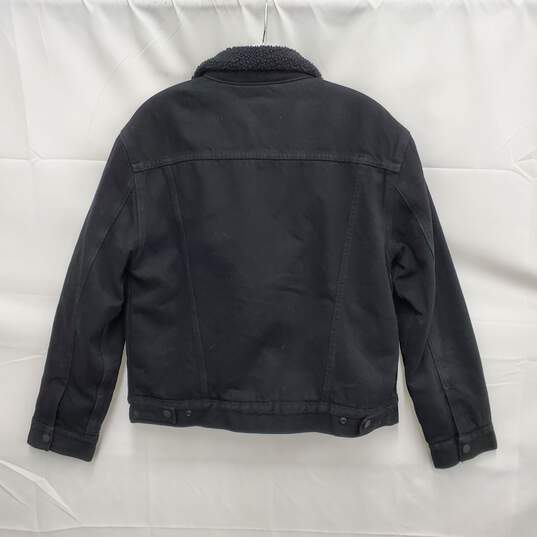Levi's WM's Black Denim & Boa Sherpa Lining Snap Button Trucker Jacket Size M image number 2