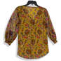 NWT Womens Yellow Red Floral Pleated V-Neck Tunic Blouse Top Size Medium image number 2
