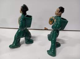 Pair of Asian Style Man/Woman Dancer Ceramic Planter Figurines alternative image