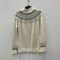 Womens White Long Sleeve Mock Neck Knitted Pullover Sweater Size Medium image number 2