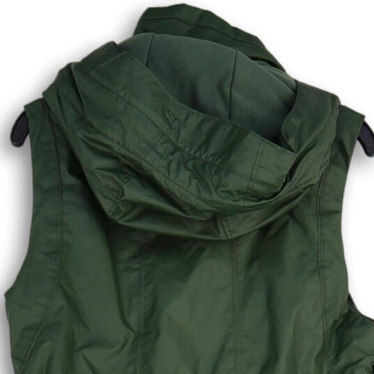 Womens Green Sleeveless Detachable Hood Full-Zip Vest Size XS image number 4