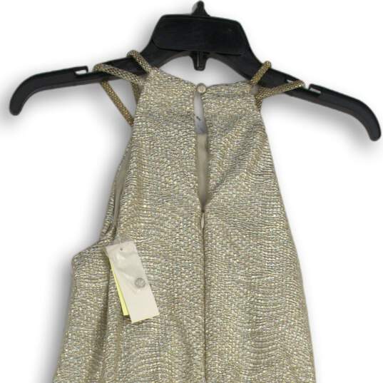 NWT Arden B. Womens Gold Sleeveless Halter Back Shimmer Ruffle Mini Dress Size S image number 4
