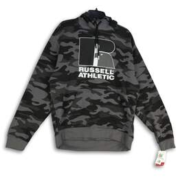 NWT Russell Athletic Mens Black Gray Camouflage Pullover Hoodie Size Large