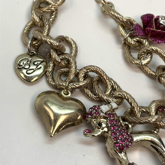 Designer Betsey Johnson Gold-Tone Link Chain Toggle Clasp Charm Bracelet image number 4