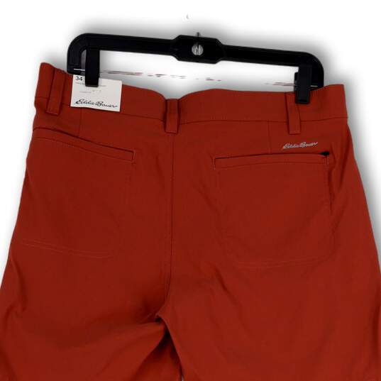 NWT Mens Red Classic Fit Flat Front Zip Pockets Chino Shorts Size 34 image number 2