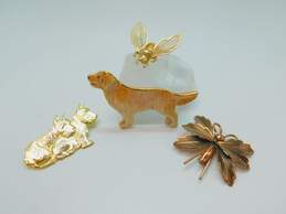 Bell Copper & Goldtone Scotty & Golden Retriever Dog Bumblebee & Bug Brooches