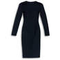 Womens Black Long Sleeve V-Neck Knee Length Pullover Bodycon Dress Size S image number 2