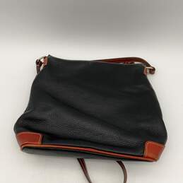 Womens Black Tan Pebble Leather Adjustable Strap Inner Pockets Crossbody Bag alternative image