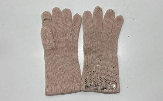 Calvin Klein Pink Rhinestone Beanie Scarf Gloves Box Set image number 5