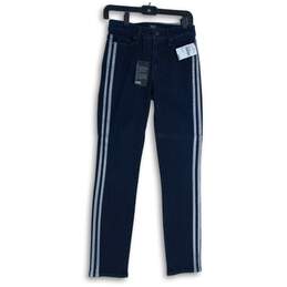 NWT Paige Womens Blue Silver Denim Dark Wash 5-Pocket Design Skinny Jeans Sz 27