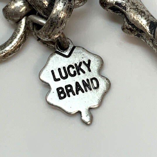 Designer Lucky Brand Silver-Tone Turquoise Southwest Style Charm Bracelet image number 4