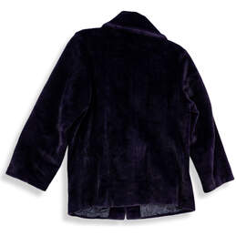 Womens Purple Fur Trim Long Sleeve Collared Button Front Jacket Size XXL alternative image