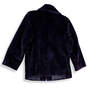 Womens Purple Fur Trim Long Sleeve Collared Button Front Jacket Size XXL image number 2