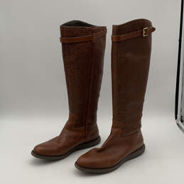 Womens Brown Leather Almond Toe Side Zip Knee High Riding Boots Size 8 B alternative image