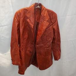 Long Sleeve Button Up Leather Jacket Size 40L