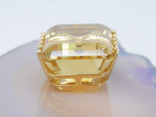 14K Gold Faceted Citrine Multi Prongs Rectangle Statement Pendant 8.1g image number 2