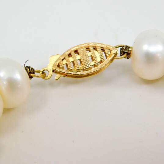 Romantic 14K Yellow Gold Clasp Pearl Bracelet 19.6g image number 3