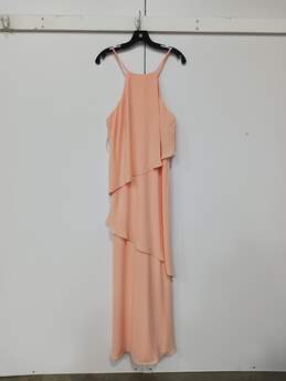 David's Bridal Bellin Peach Long High Neck Dress Size 12 NWT