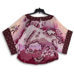 NWT White House Black Market Womens White Purple Printed Kimono Top Size M alternative image