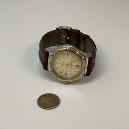 Designer Swiss Army 095-0695 Silver-Tone Leather Strap Analog Wristwatch alternative image