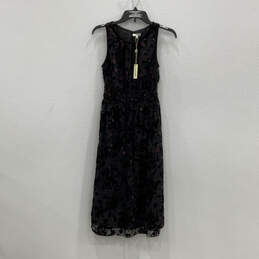 NWT Womens Black Floral Print Sleeveless Round Neck Sheath Dress Size S