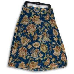 Anthropologie Womens Multicolor Floral Elastic Waist Midi A-Line Skirt Size L
