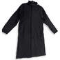 Womens Black Long Sleeve Zipped Pockets Hooded Full-Zip Rain Coat Size 8 image number 1