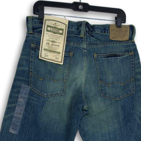 NWT American Eagle Mens Blue Acid Denim 5-Pocket Design Loose Leg Jeans Sz 30x30 image number 4